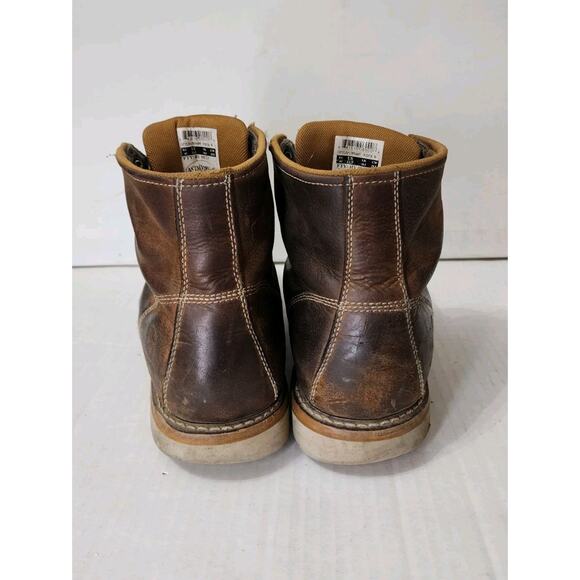 Carhartt Work Boots Men\'s 11.5 brown leather moc-toe wedge sole Preworn Rugged main image 8